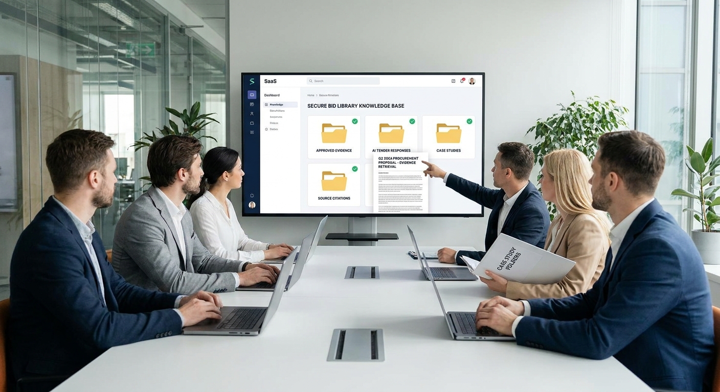 Approved bid library evidence being retrieved and linked to AI-generated tender responses