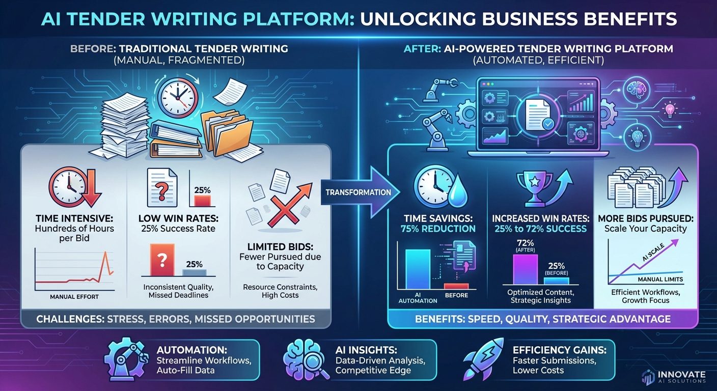 AI tender writing platform benefits showing time savings and quality improvements