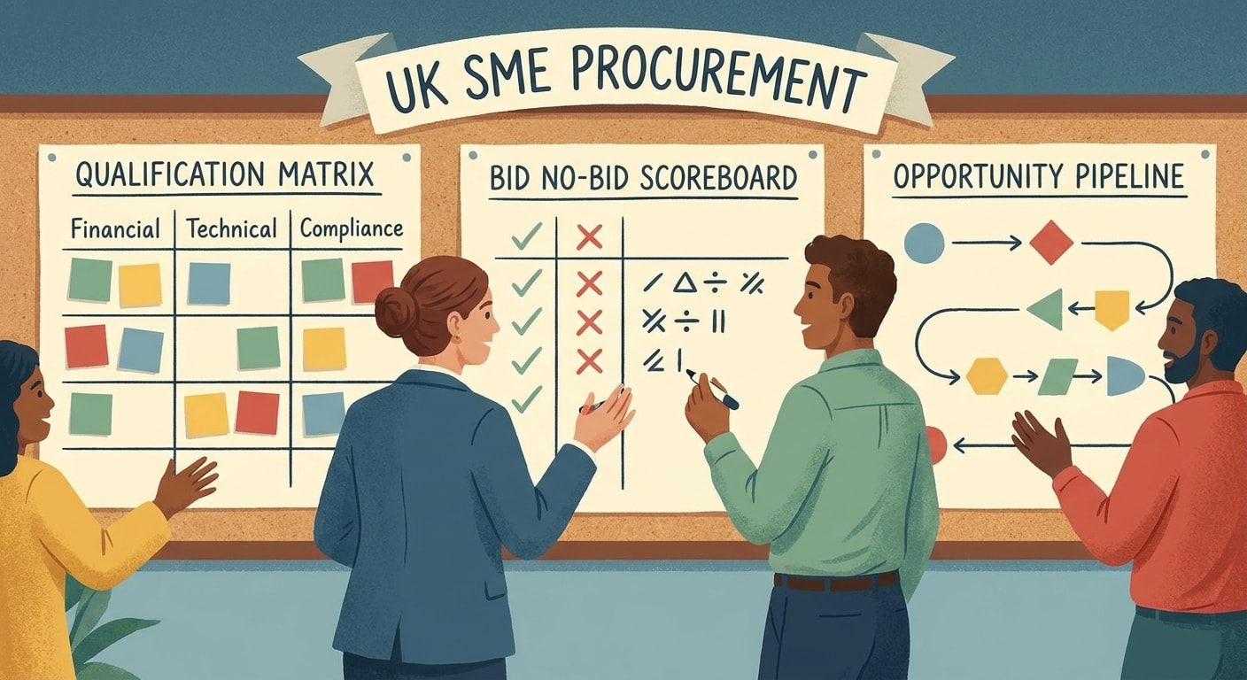 Bid no-bid scoring board for SMEs choosing which public sector tenders to pursue