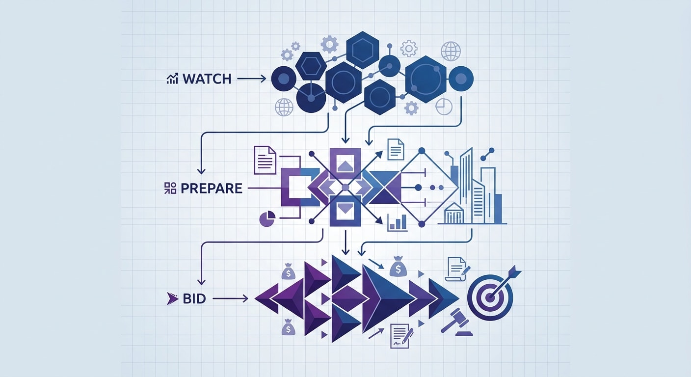 Three-level opportunity system for bid capacity: watch, prepare and bid