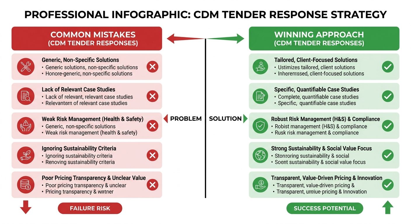 Common CDM tender response mistakes vs winning approach