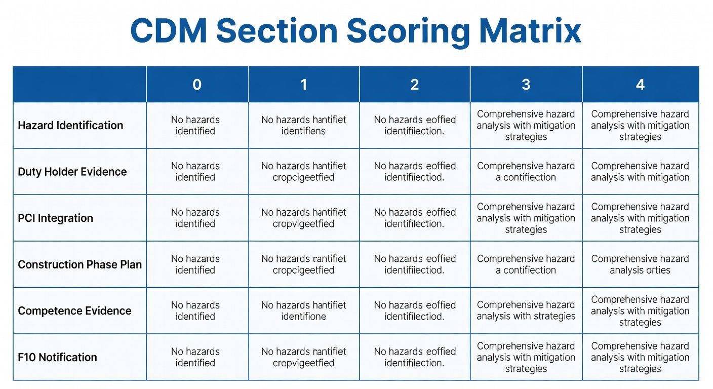 CDM section scoring matrix