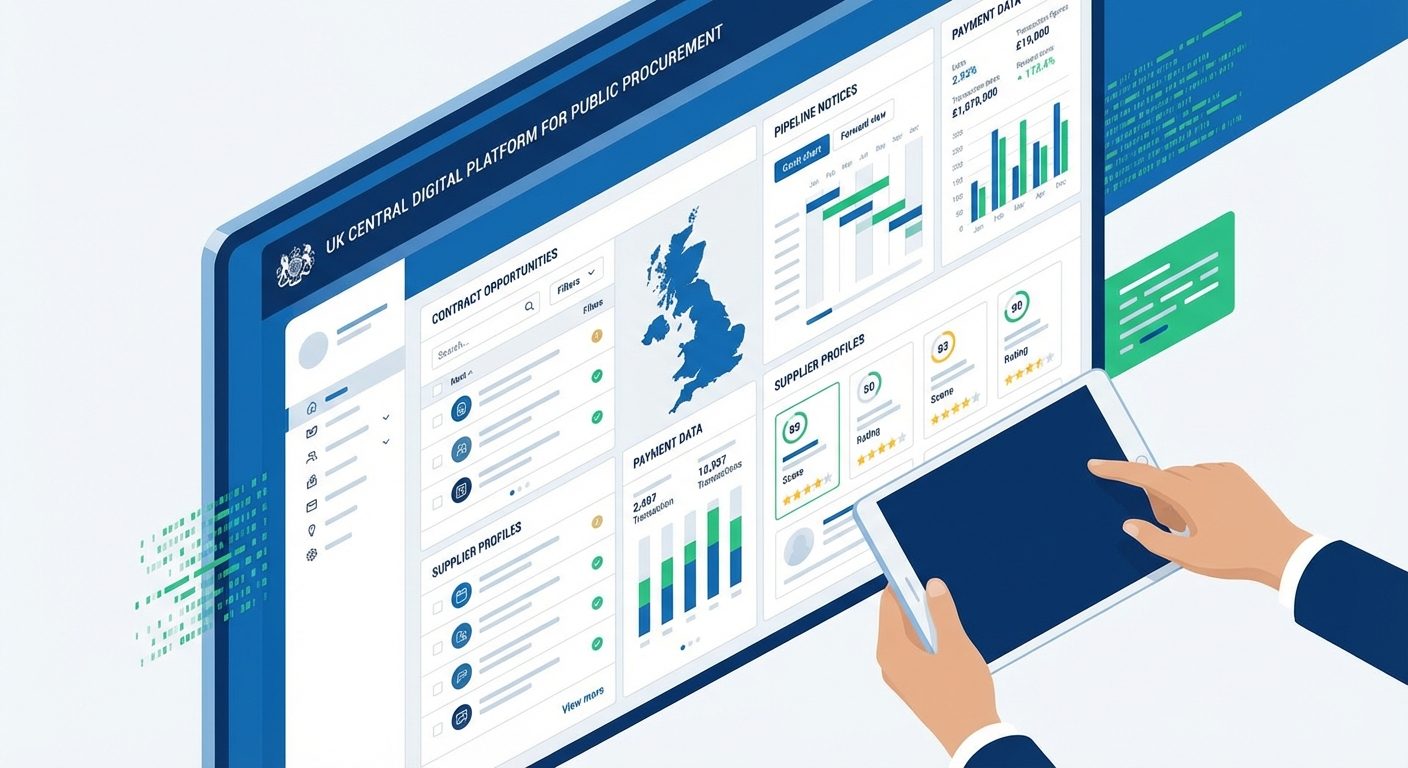 The Central Digital Platform dashboard showing contract opportunities and data