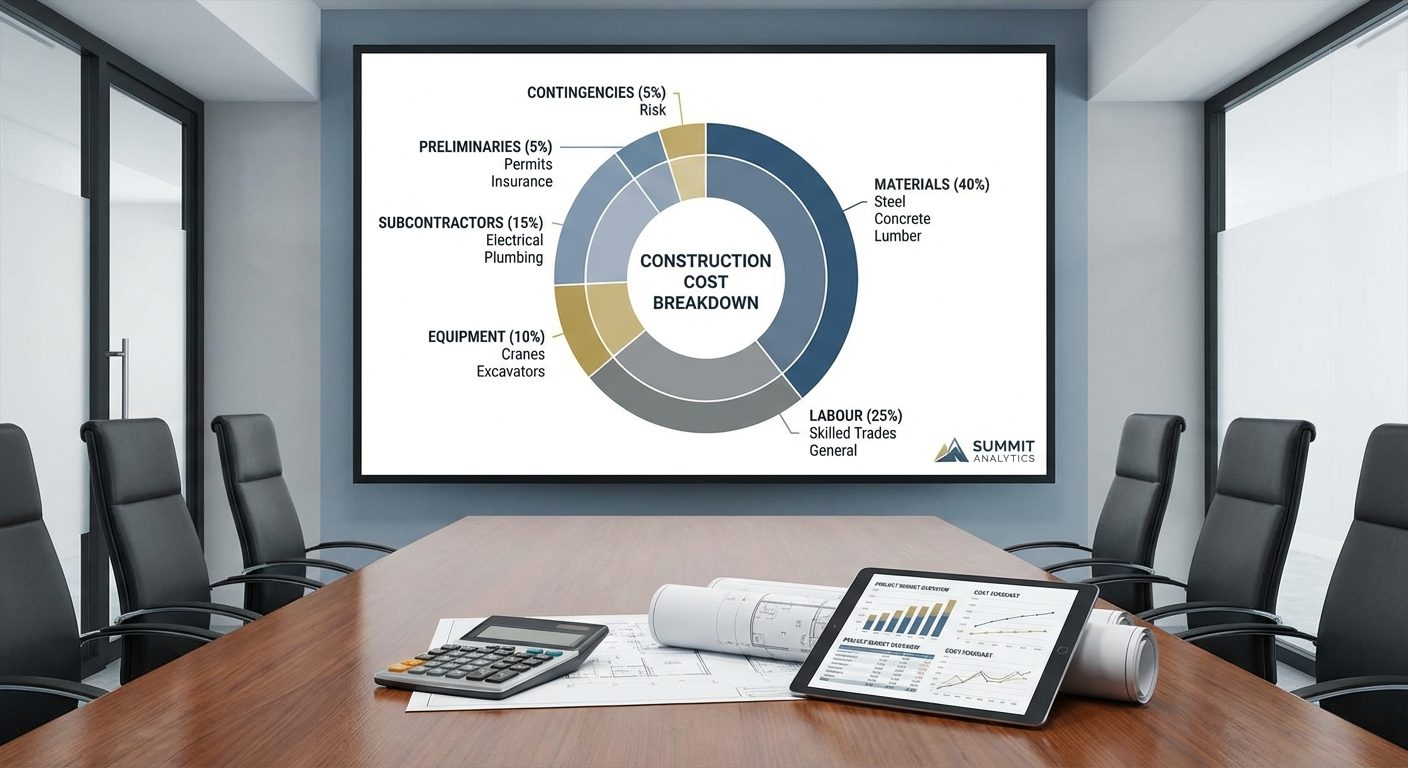 Construction cost estimation breakdown visualization