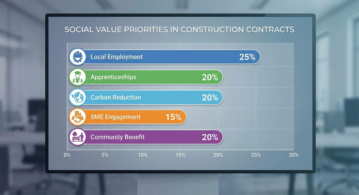 Social value priorities in construction contracts showing weighted categories