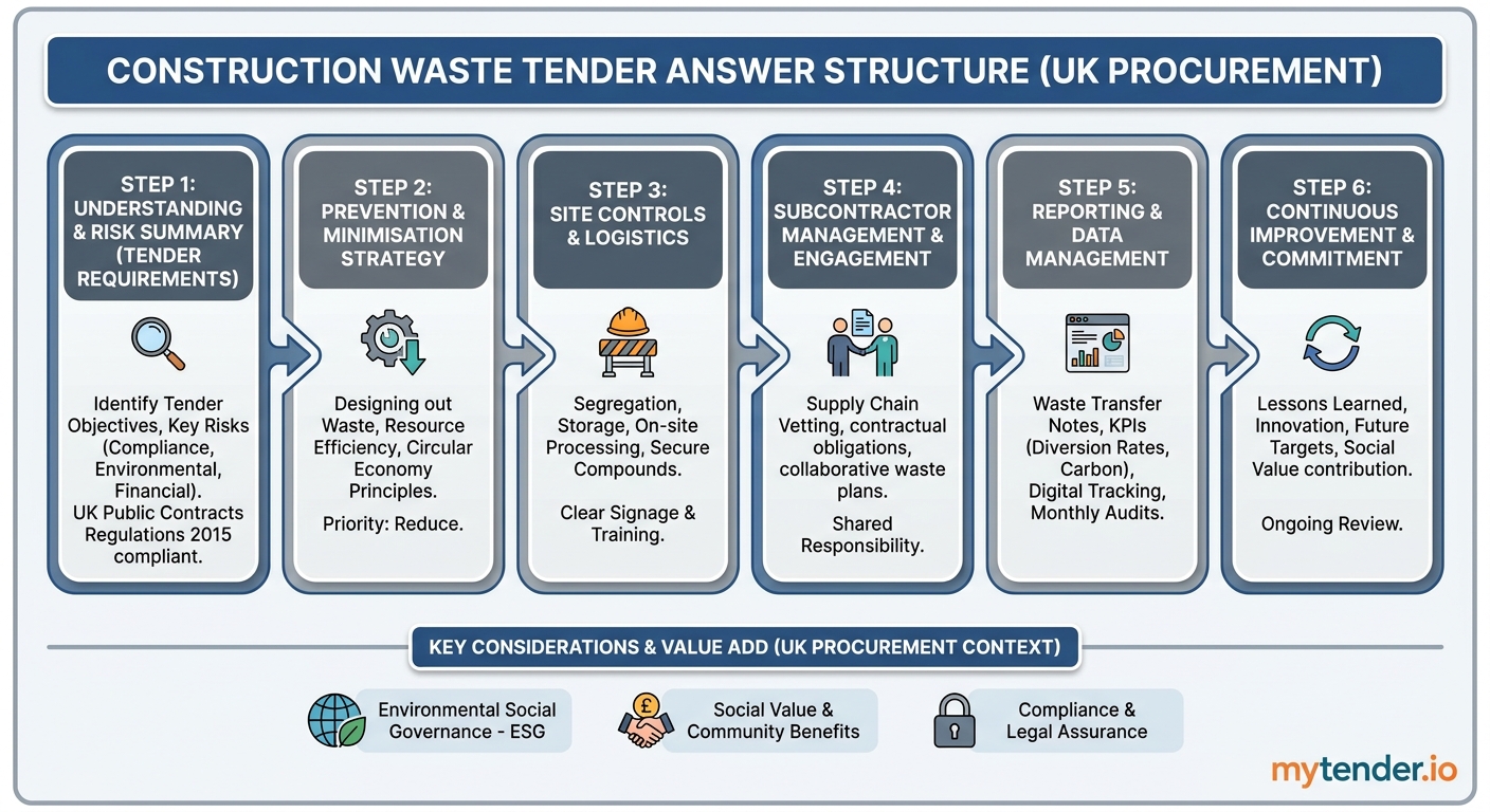 Step-by-step structure for writing a scored construction waste management tender answer