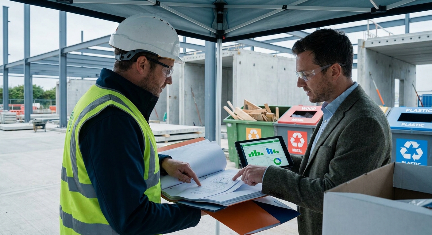 Construction project team planning circular economy controls for a public sector tender