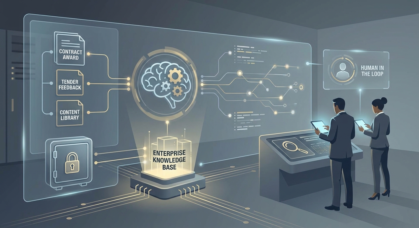 AI assisted bid intelligence layer combining award notices, tender feedback and content library evidence