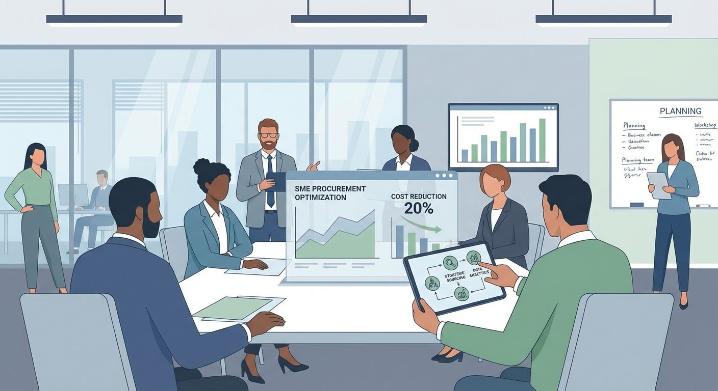 Professional business illustration showing SME procurement cost optimization strategy