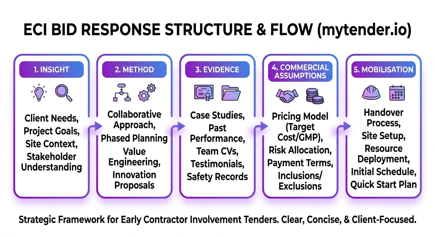 Bid response structure for early contractor involvement in construction tenders