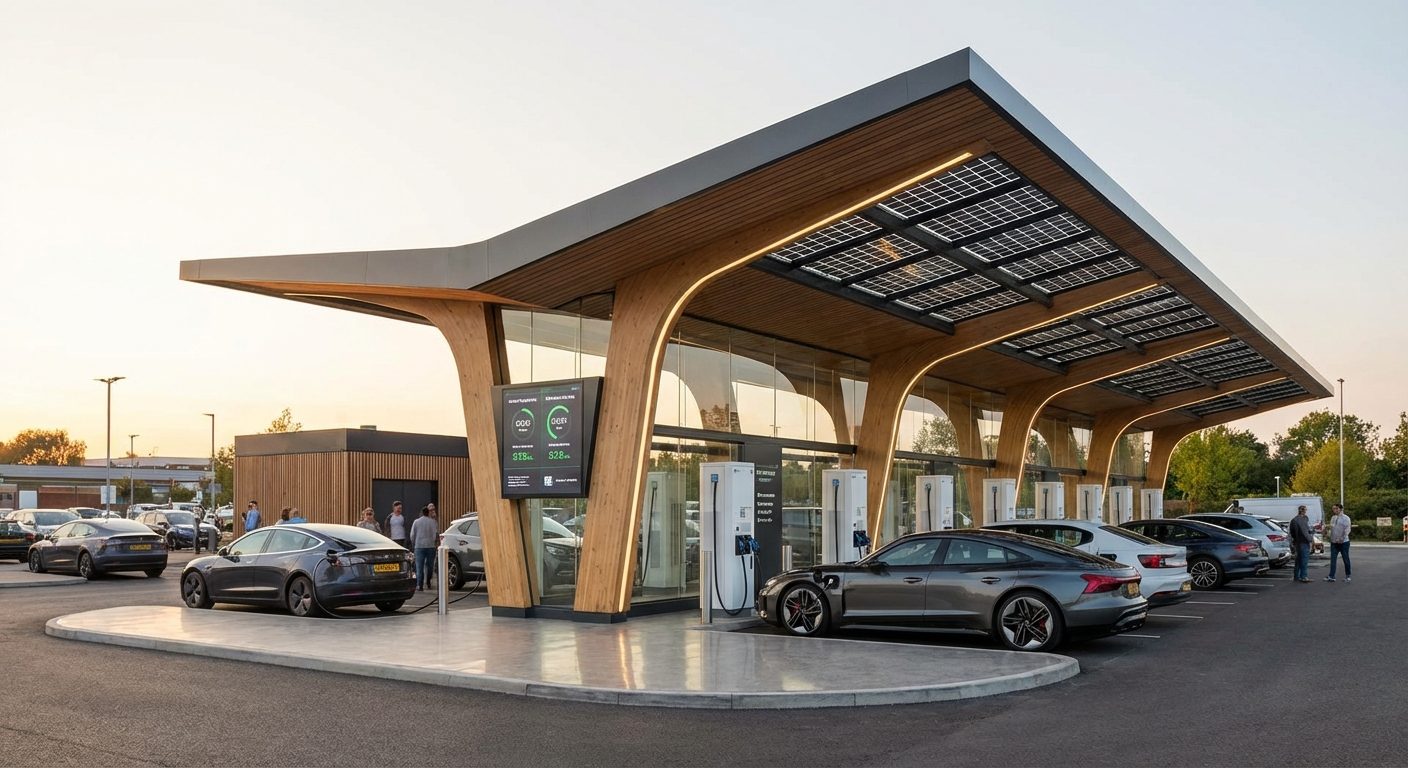 Modern EV charging station infrastructure