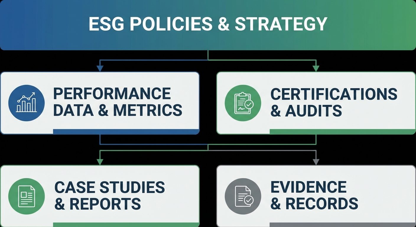 Diagram of ESG documentation hierarchy and evidence requirements