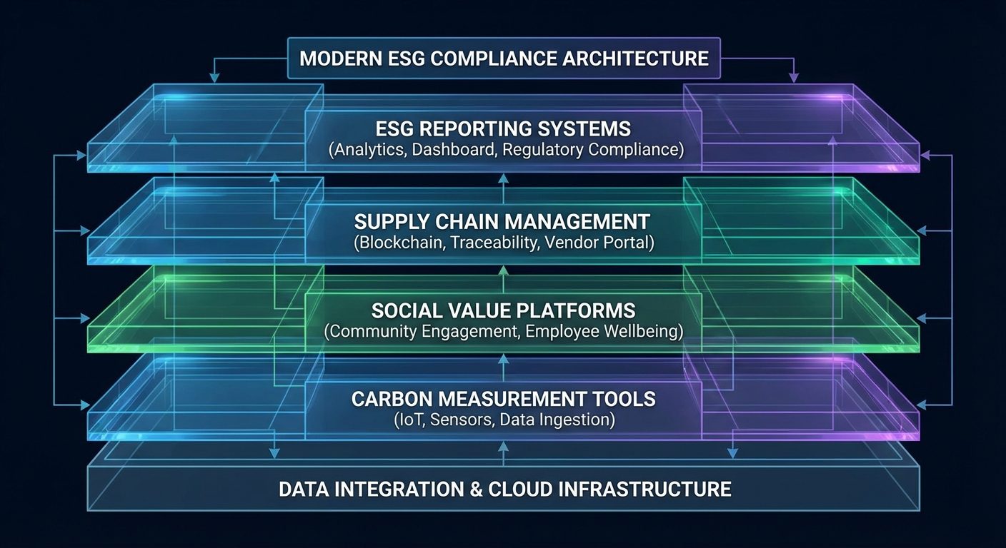 Technology stack diagram for ESG compliance management