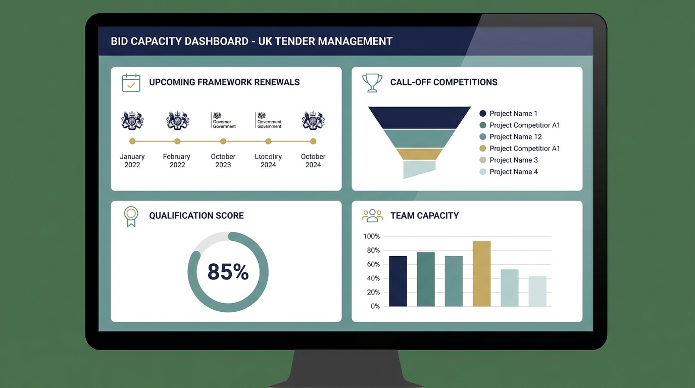 Framework pipeline dashboard for bid capacity and mini competitions