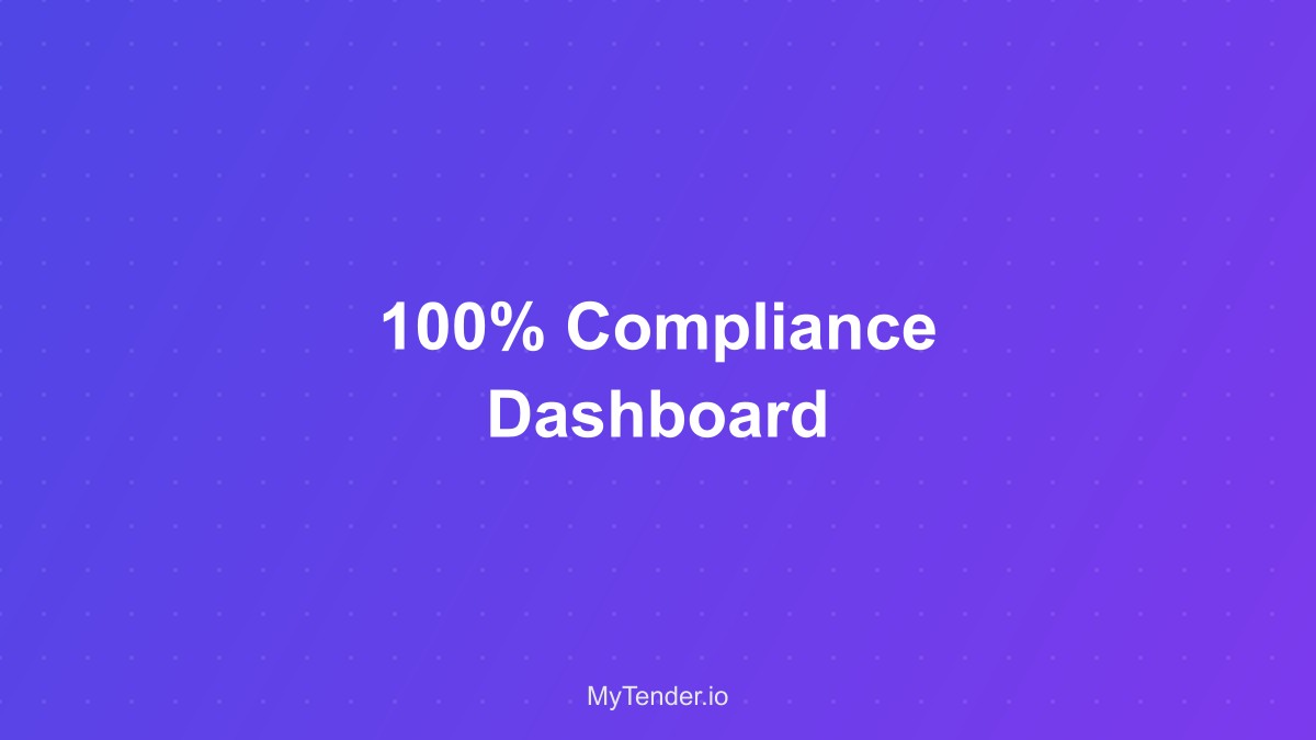 A dashboard showing a 100% compliance check on a tender submission