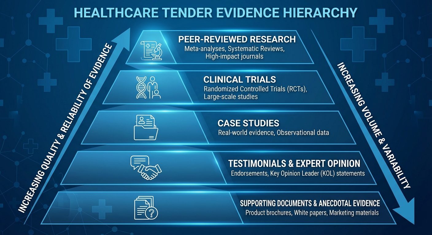 Evidence hierarchy for healthcare tender responses