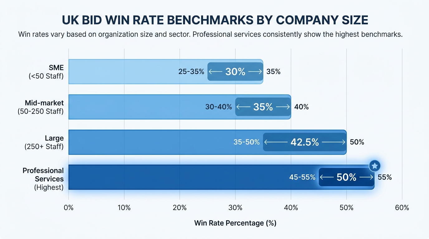 UK bid win rate benchmarks by company size and sector