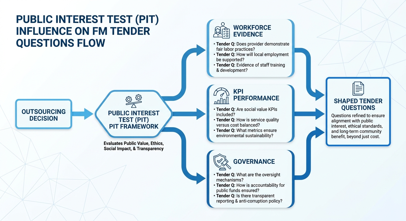 Flowchart showing how the public interest test can shape FM tender questions
