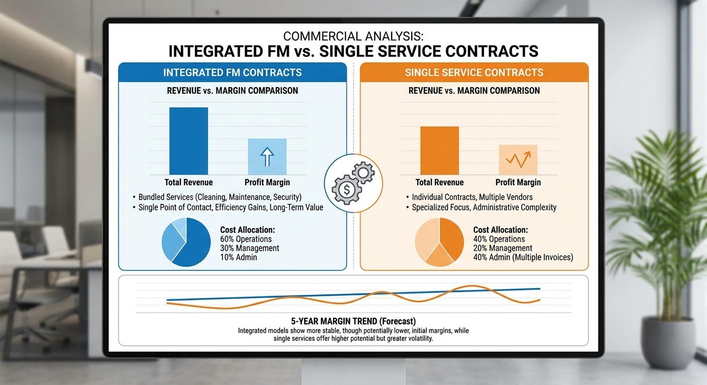 Commercial analysis of integrated FM vs single-service contracts