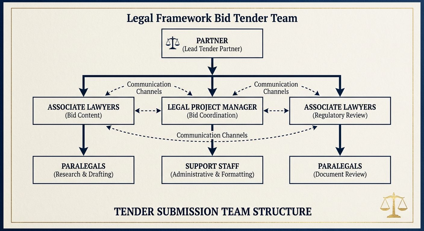 Legal services team structure and hierarchy for tender proposals