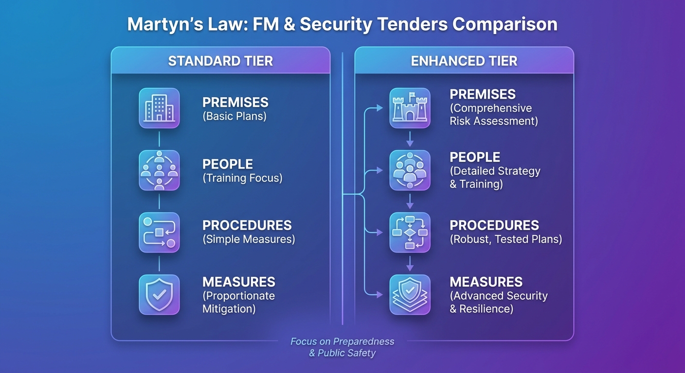 Martyn’s Law standard and enhanced tier tender evidence map