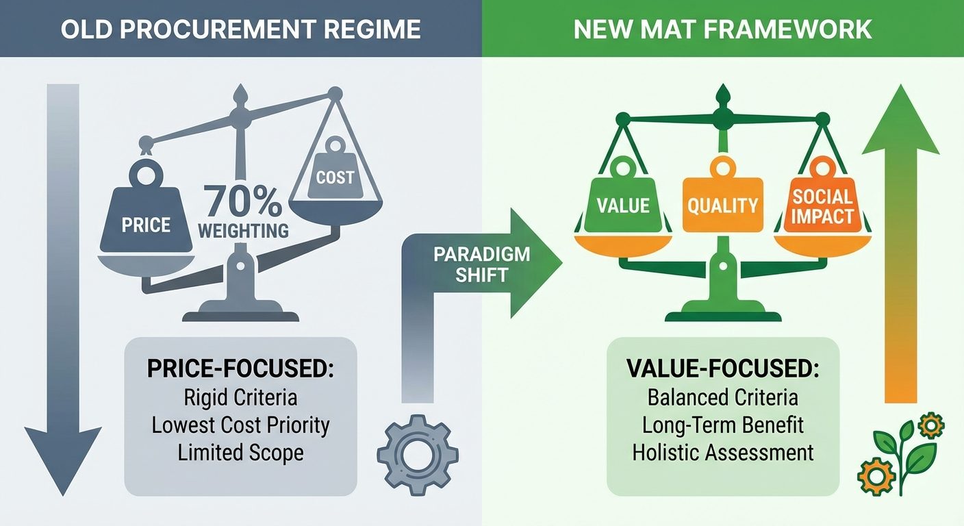 Comparison of old price-focused regime versus new MAT value-focused framework