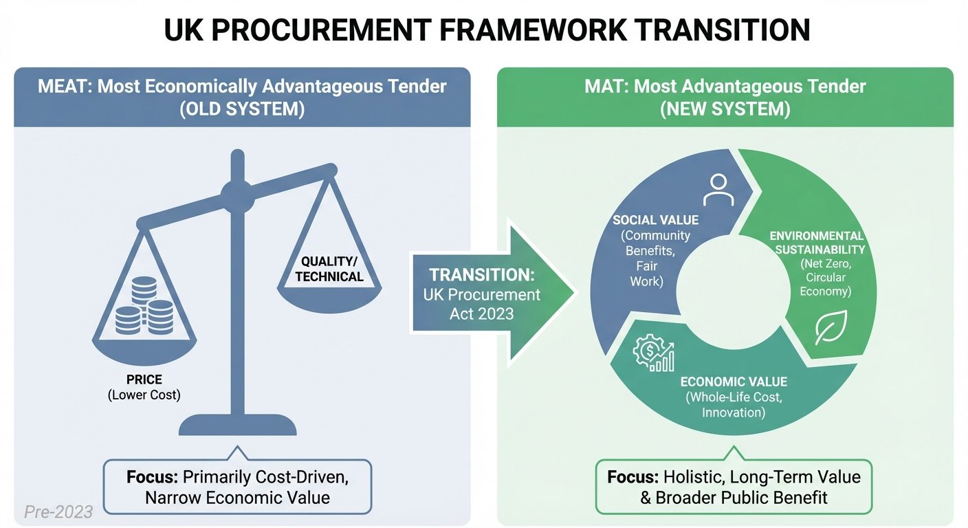 Transition from MEAT to MAT framework under UK Procurement Act 2023
