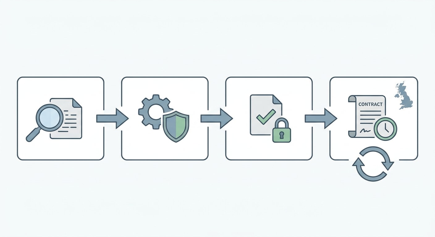 Bid team process flow for turning national security requirements into tender evidence and contract monitoring