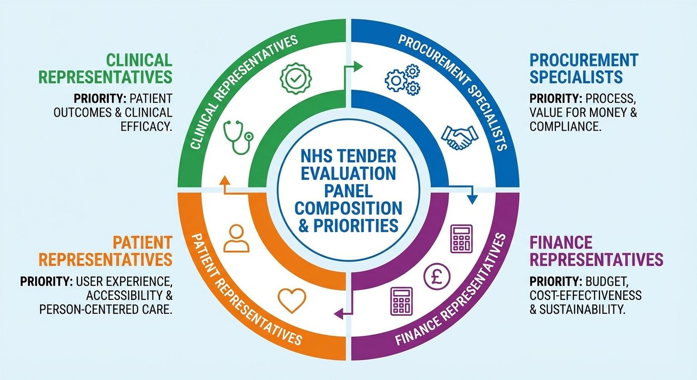 Healthcare tender evaluation panel composition and priorities