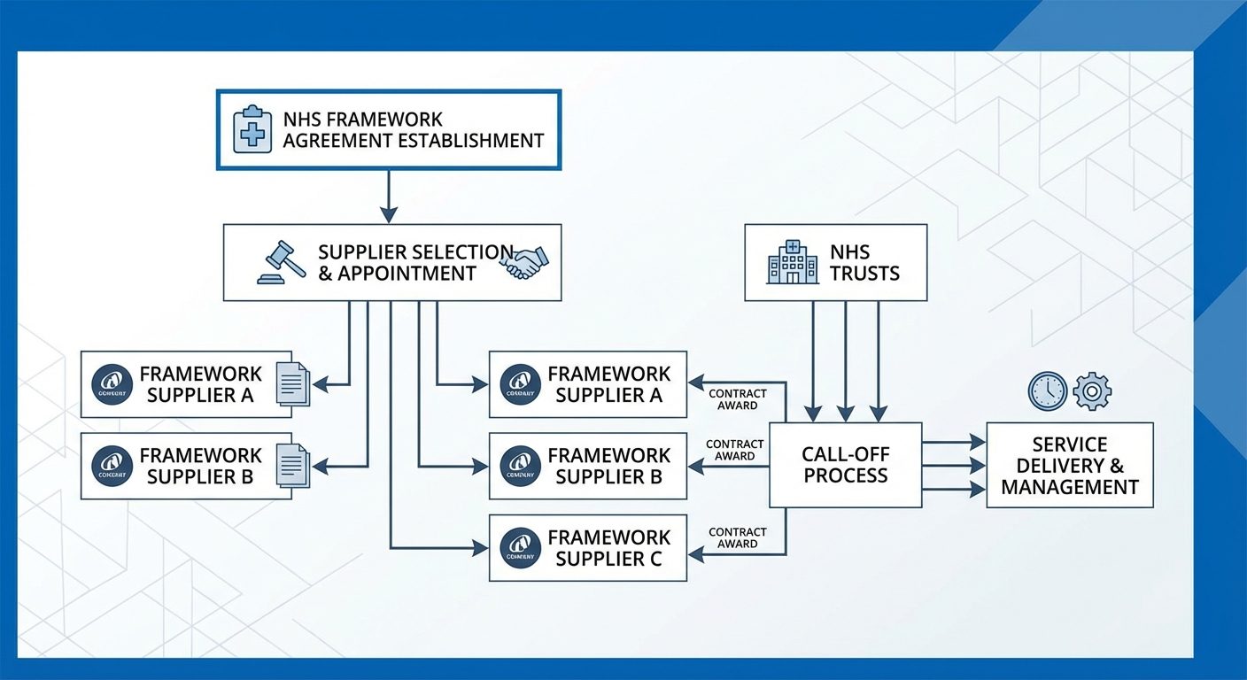 NHS framework agreement structure showing how trusts call-off contracts