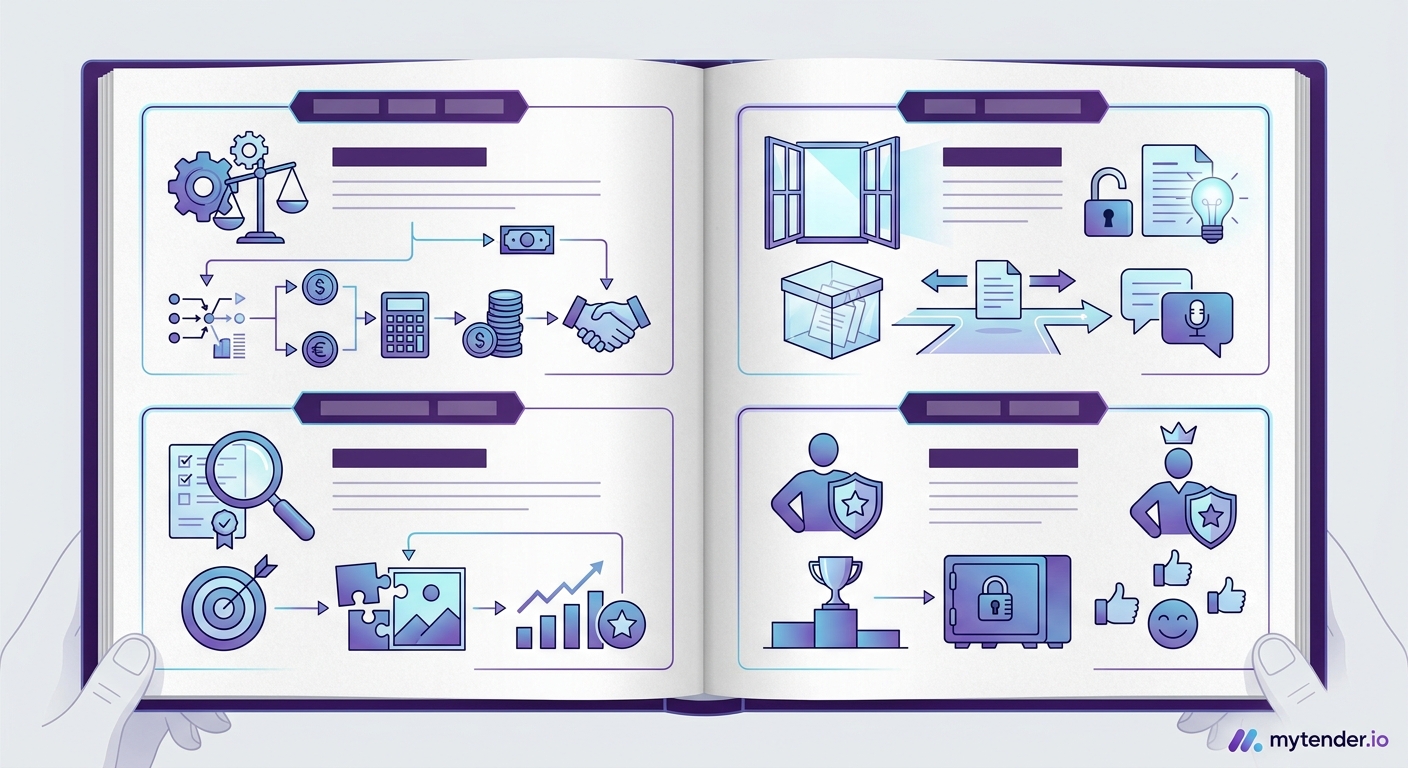 Open book tender submission checklist with commercial logic, quality alignment, transparency and confidence