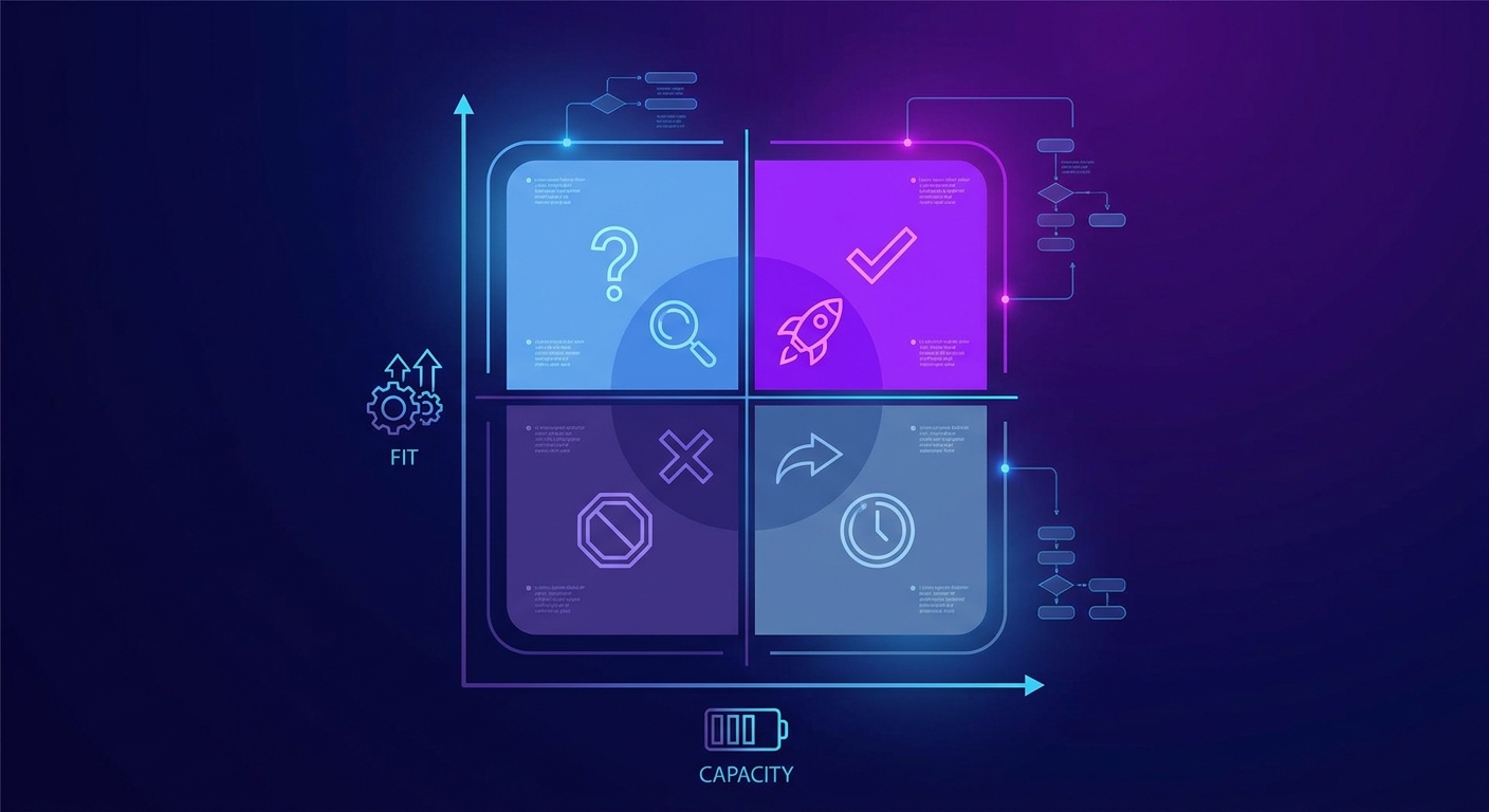 Decision matrix for deciding whether to bid an open procedure tender based on fit and capacity
