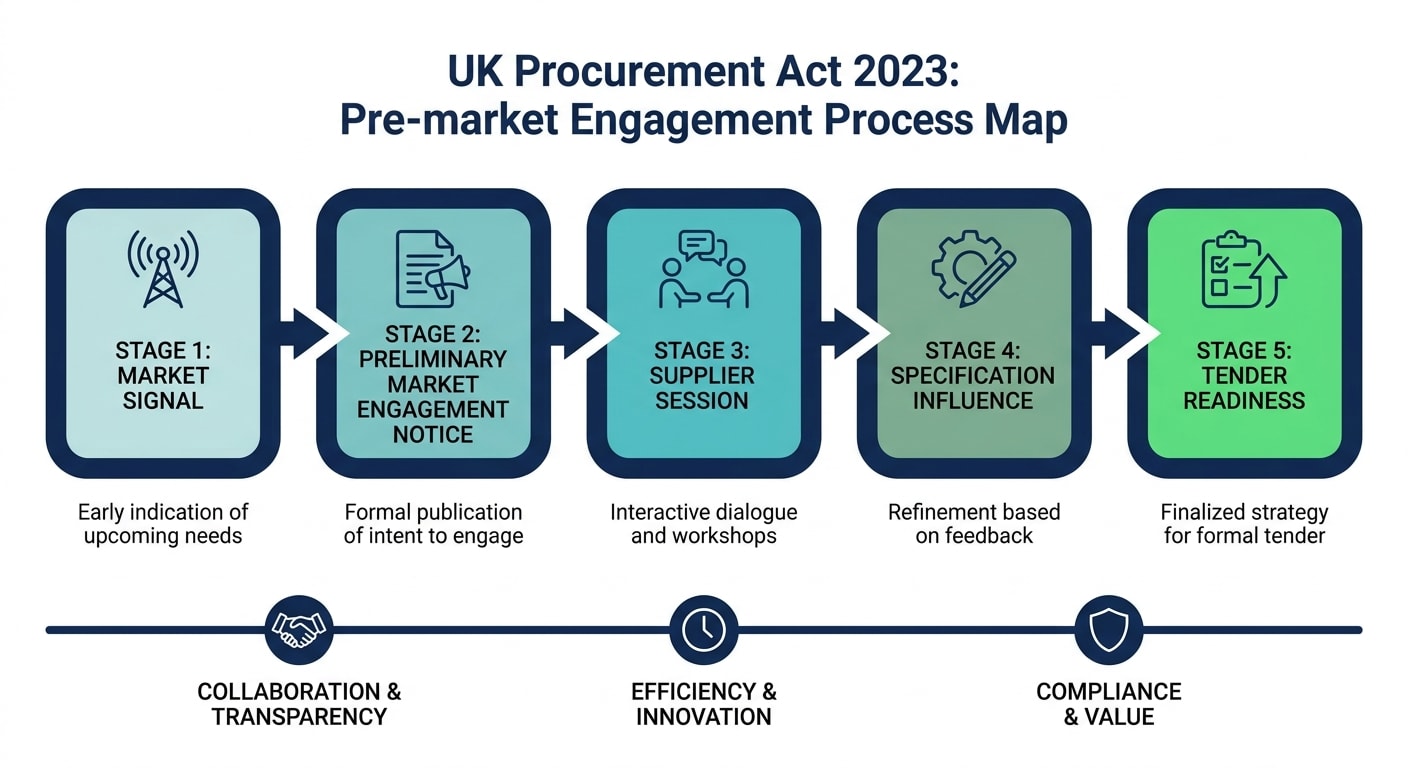 Pre-market engagement process map under the Procurement Act 2023