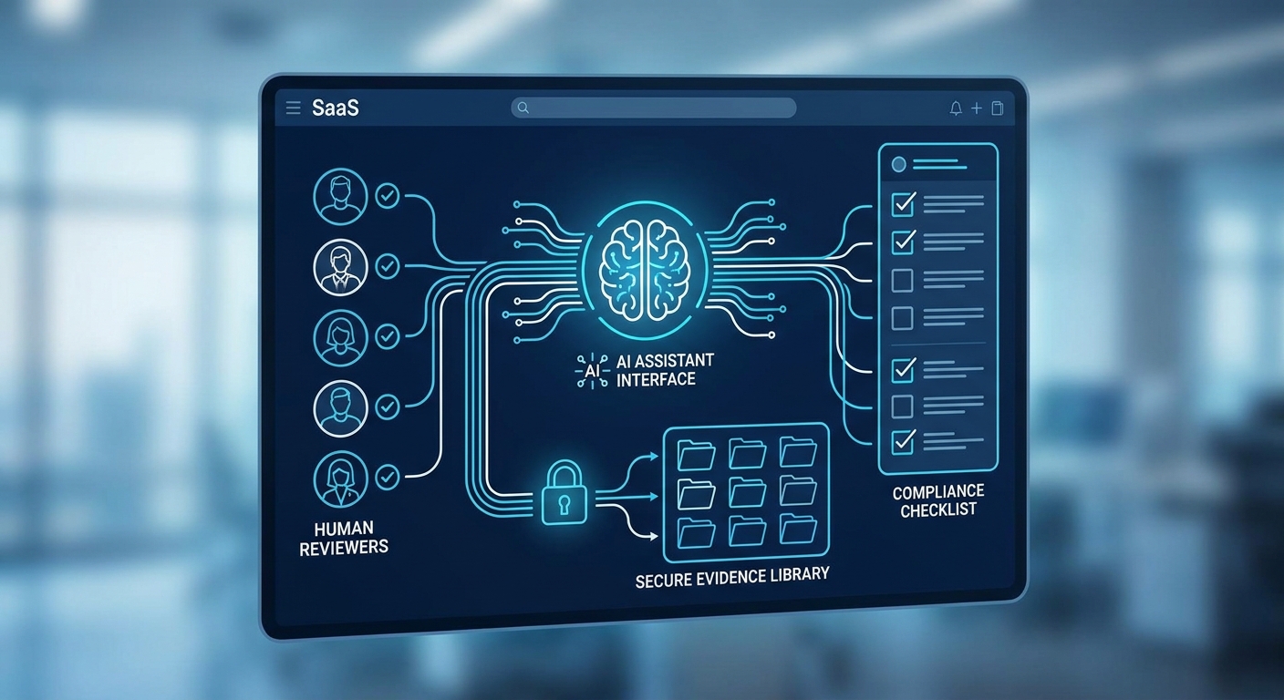 AI-assisted tender writing controls showing human review, evidence grounding and compliance checks