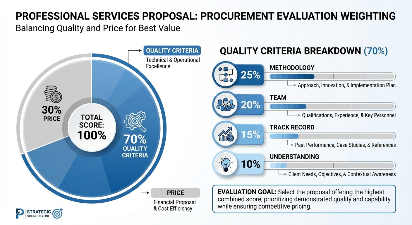 Quality vs price weighting in professional services tender scoring
