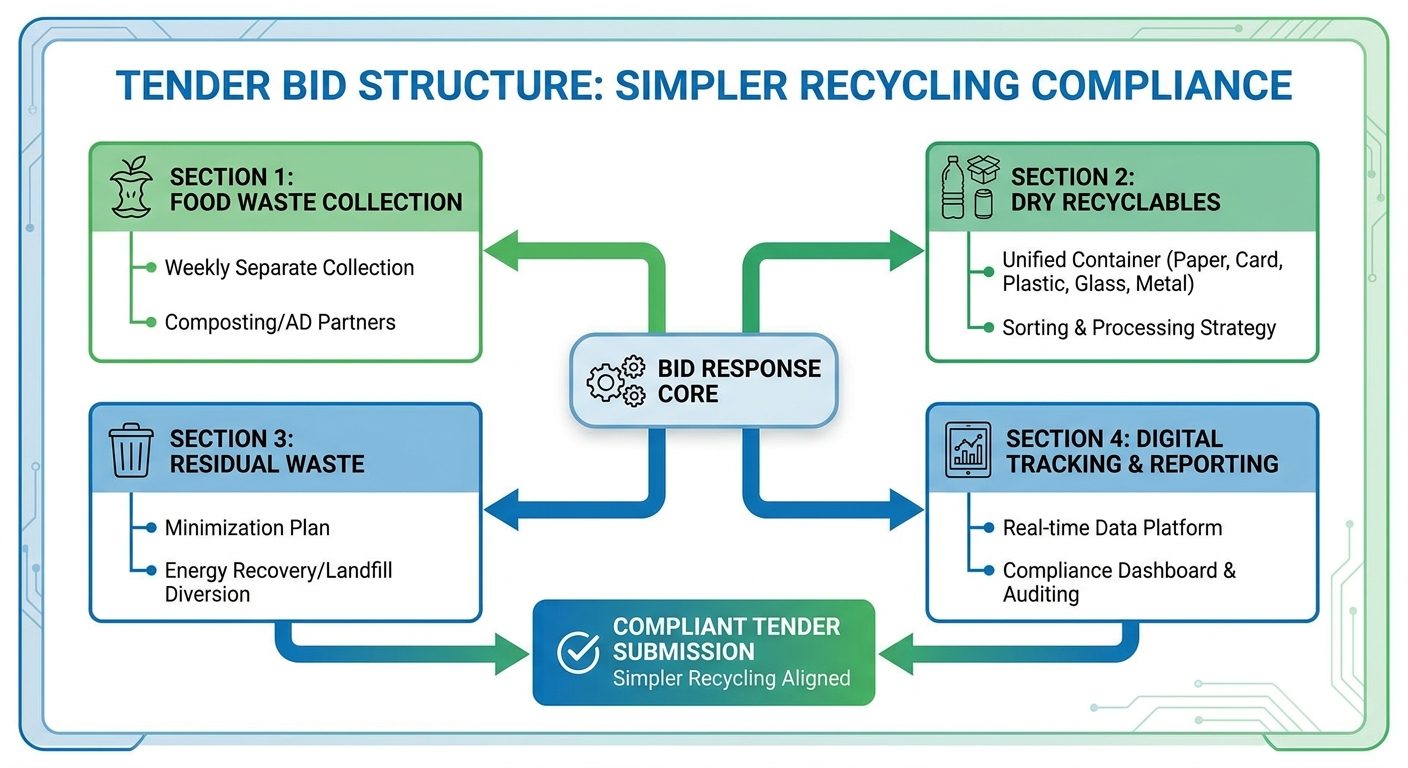 How to structure a waste tender bid response for Simpler Recycling compliance across all mandatory streams