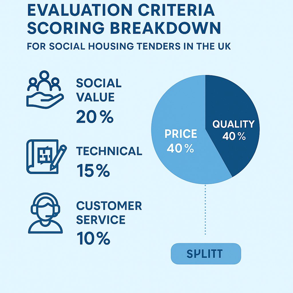 Evaluation criteria scoring breakdown for social housing tenders