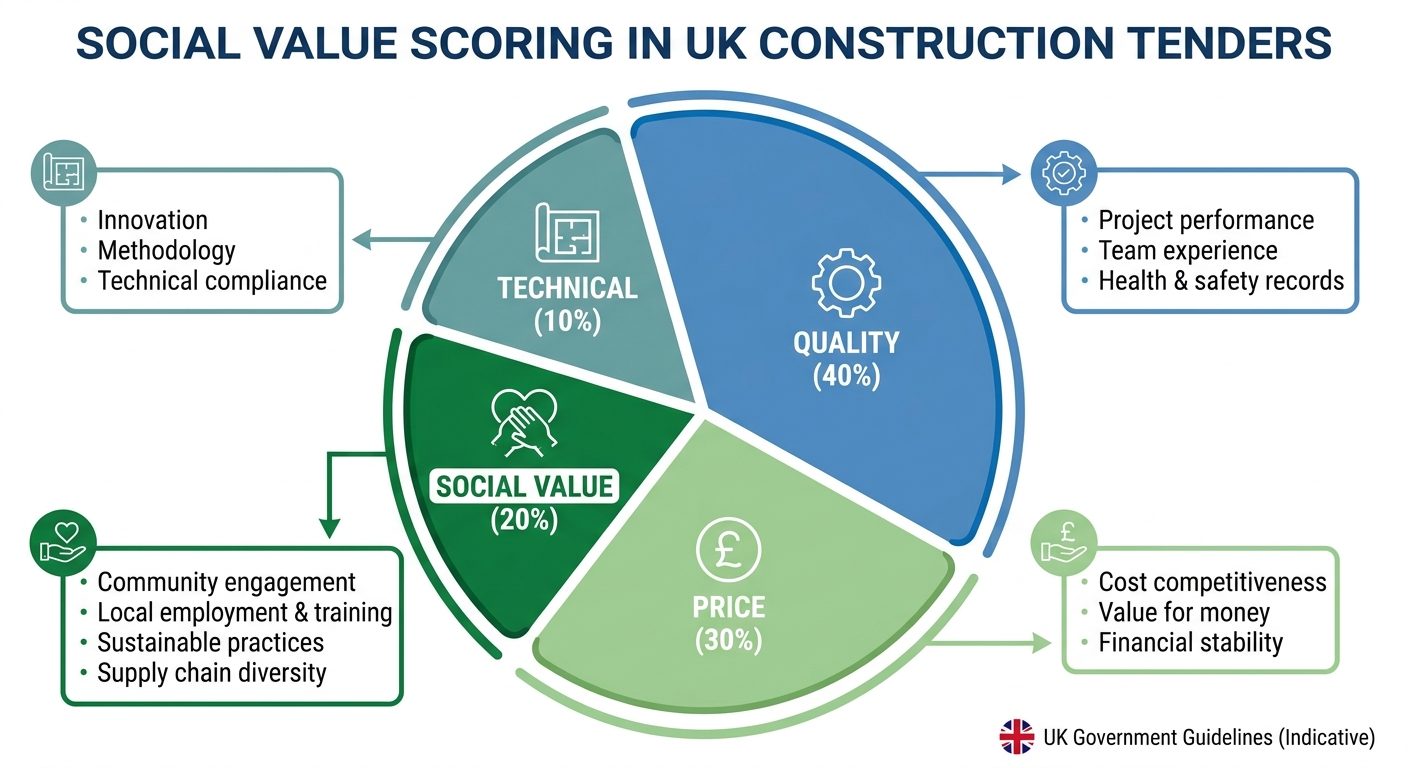 Social value scoring breakdown in UK construction tenders