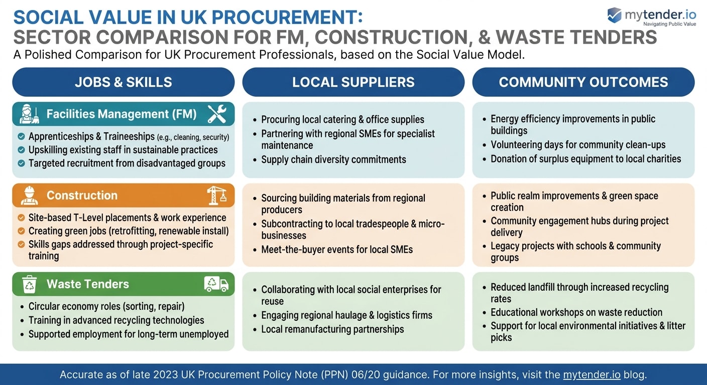 Sector-specific social value examples for FM, construction and waste tenders