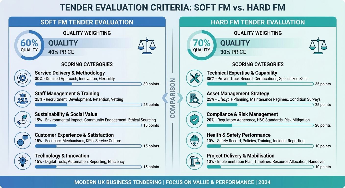 Soft FM versus hard FM tender scoring framework comparison