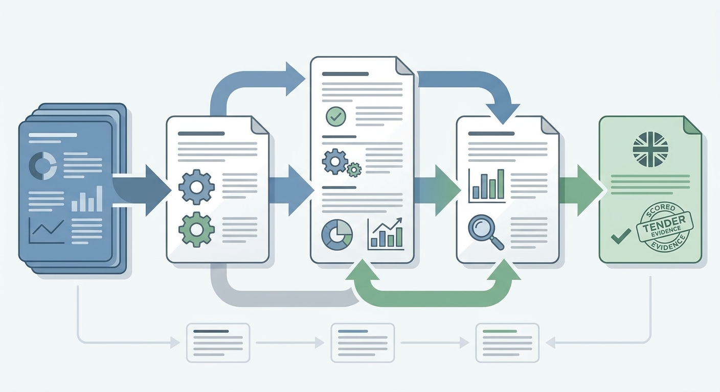 Process map for turning operational performance data into scored tender evidence