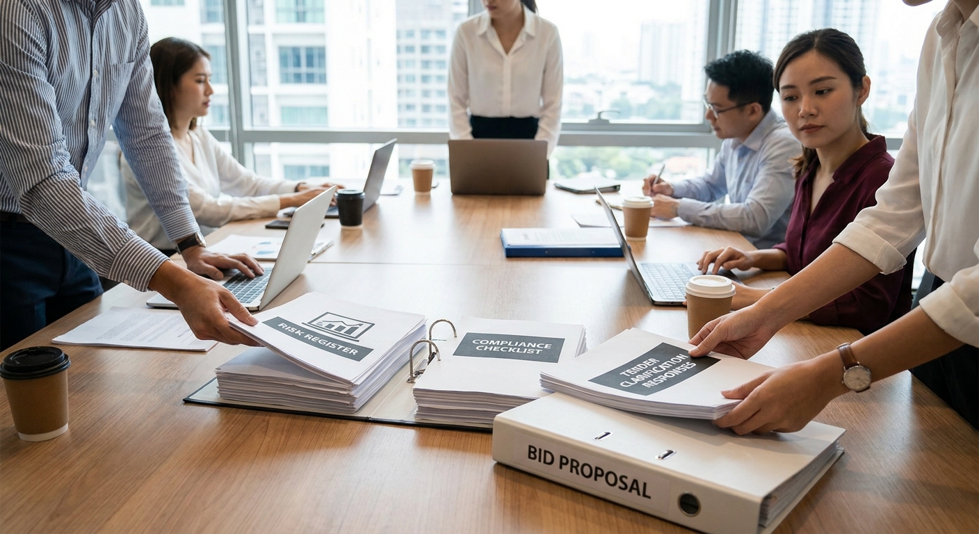 Risk register and compliance checklist updated after tender clarification answers