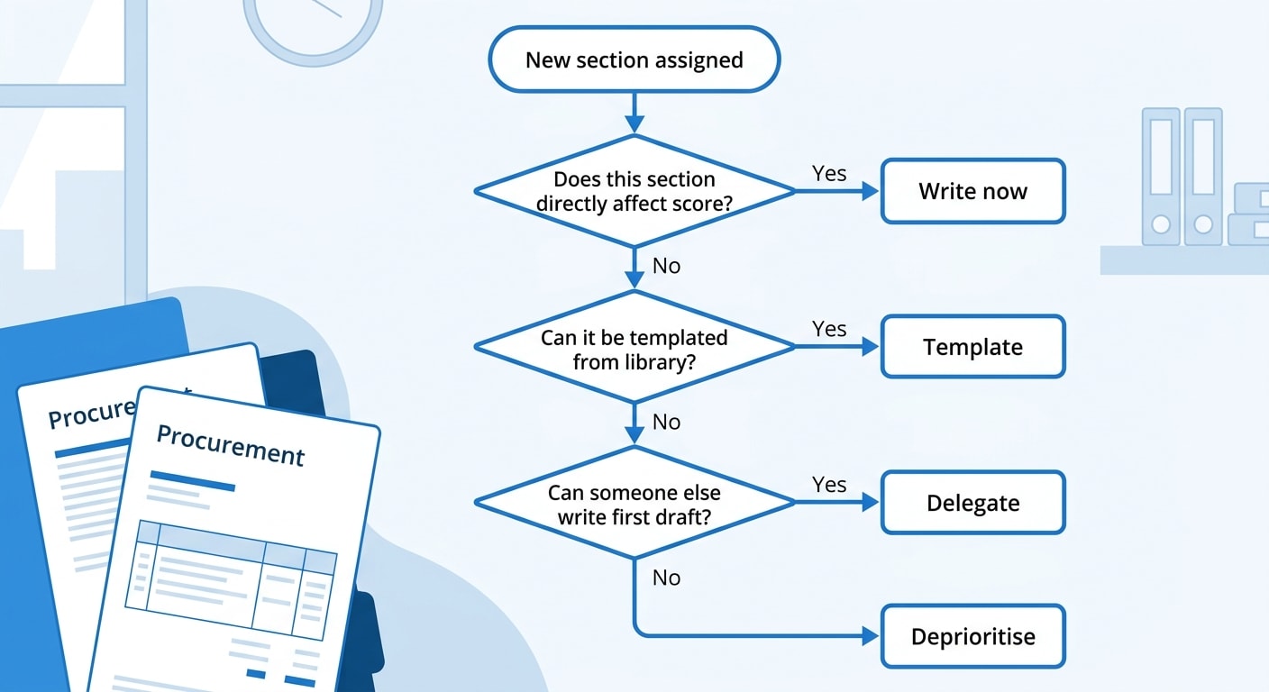 Flowchart for bid manager decision process under workload pressure