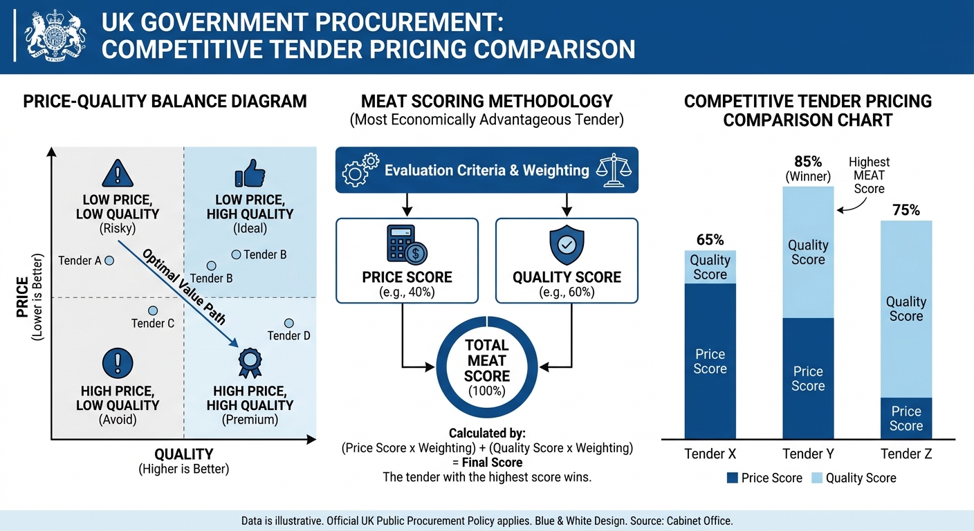 MEAT scoring methodology and price-quality balance diagram for public sector tenders