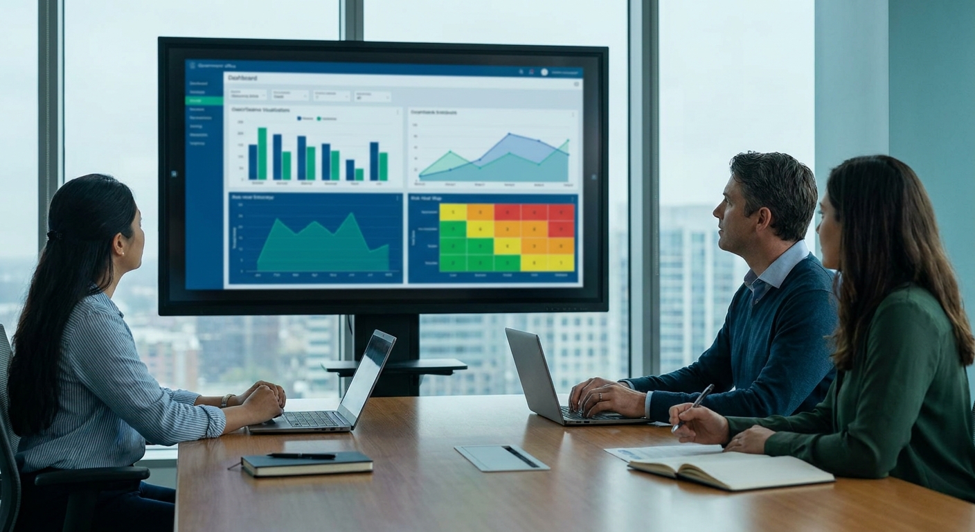 Public procurement performance dashboard linked to tender risk, KPI reporting and contract review governance
