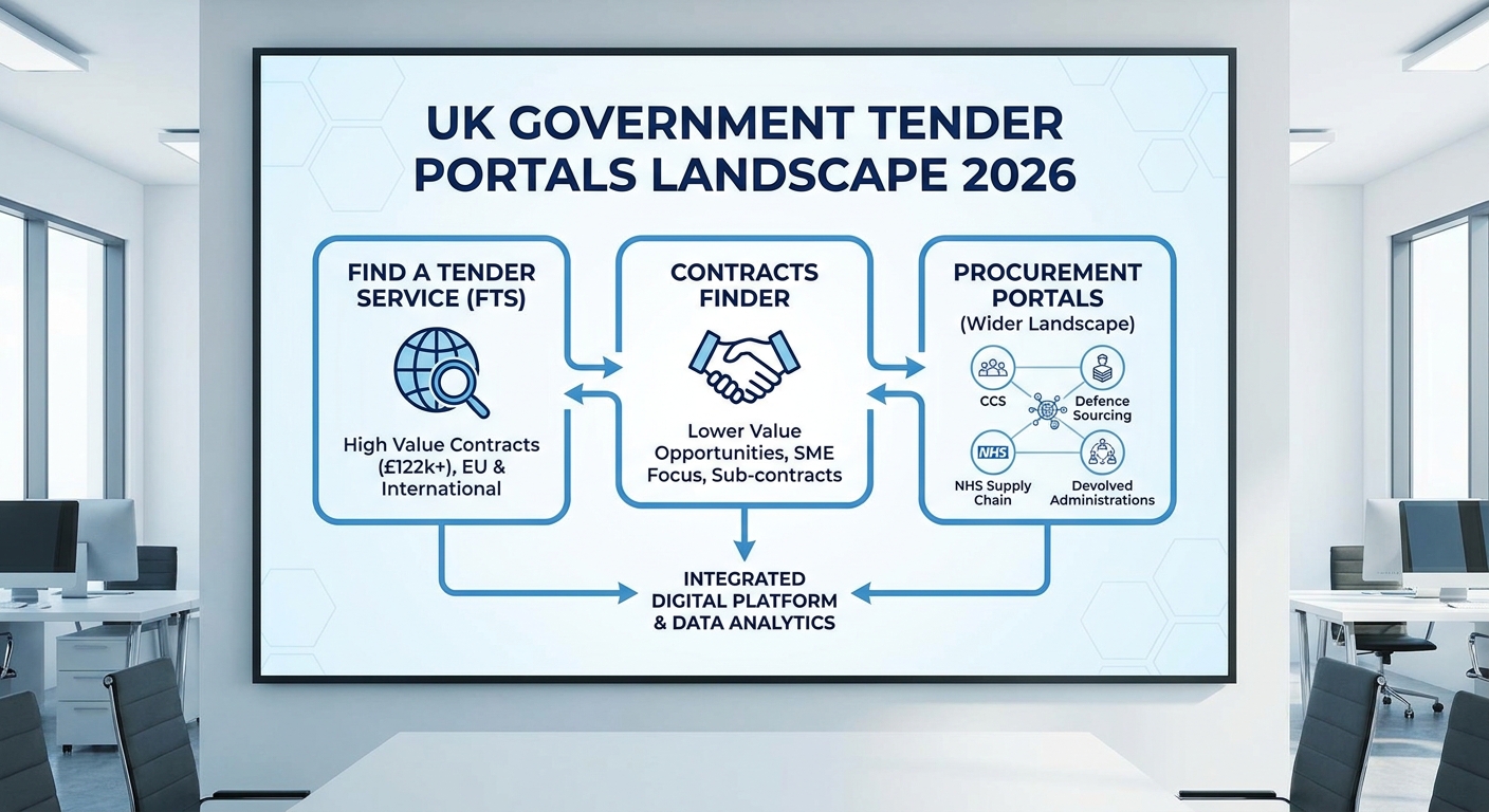 UK government tender portals landscape showing the major procurement platforms and how they connect in 2026