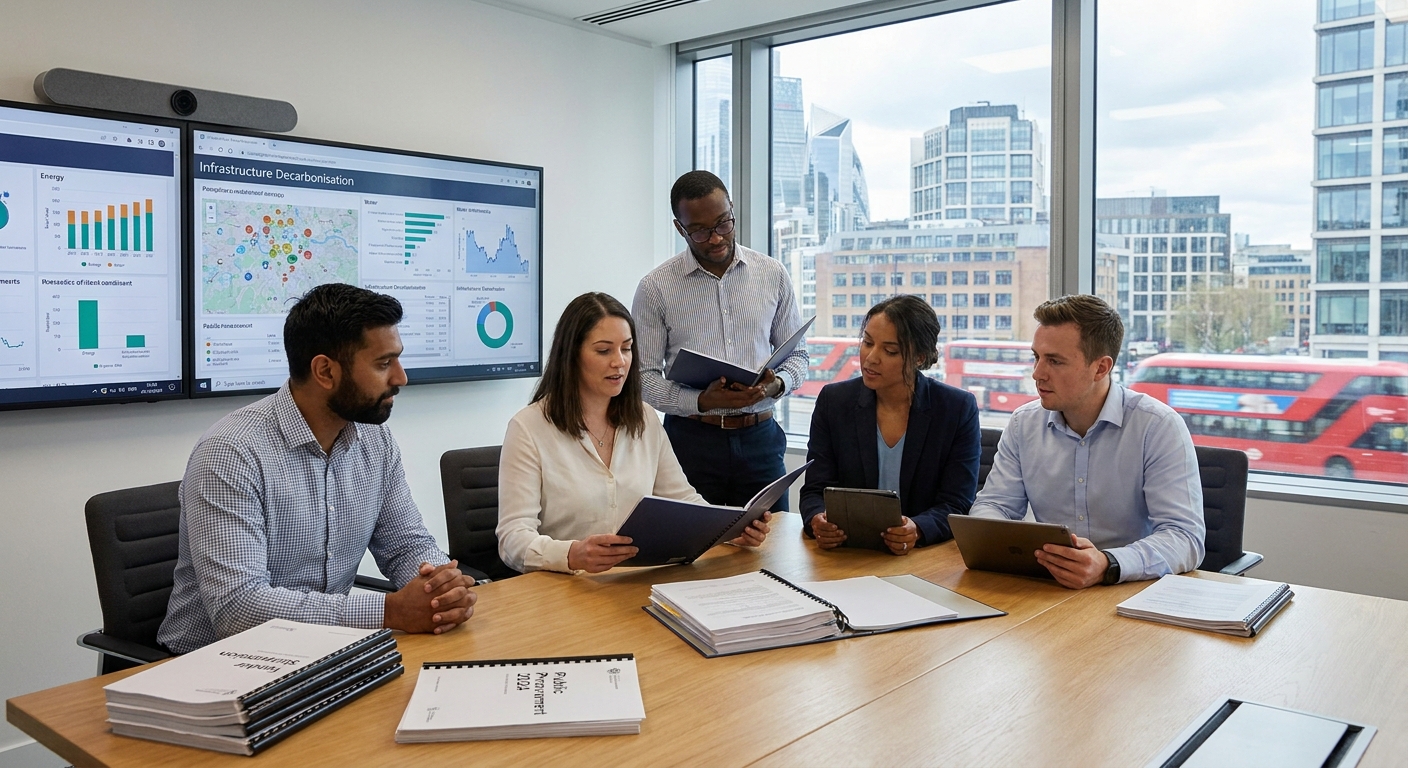 Utilities bid team reviewing decarbonisation evidence across energy, water and infrastructure assets